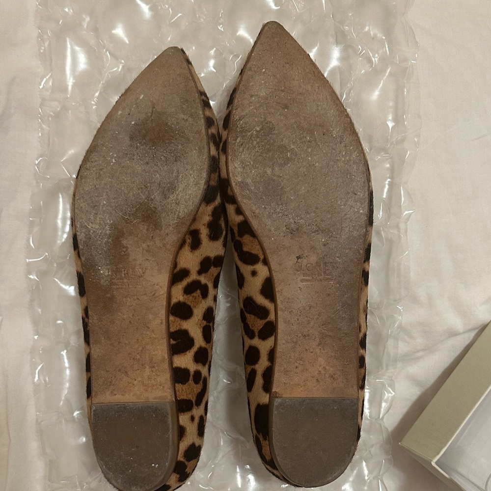 J. Crew Collection Leopard Print Pointed Toe Flats 12 Made in Italy - Picture 4 of 4